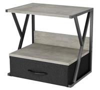 aboxoo Printer Stand for Desk with Storage Drawer, 2 Tier Desktop Or Under Desk Shelf, Multi-Purpose Desks Organizer for Home Office, fit Fax Machine/3D Printer/Scanner, Grey