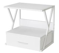 aboxoo Printer Stand for Desk with Storage Drawer, 2 Tier Desktop Or UnderDesk Shelf, Multi-Purpose Desk Organizer for Home Office, fit Fax Machine/3D Printer/Scanner, White