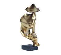 aboxoo Thinker Statue, Silence is Gold Abstract Art Figurine, Modern Home Resin Sculptures Decorative Objects Shelf Decor,Tabletop for Home Decor,Man Office Study Desk Statue (Large Gold)