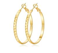 ABPBA 3mm Gold Hoop Earrings for Women, Lightweight Hypoallergenic 14K Gold Plated Hoops Earrings with 925 Sterling Silvers Post, Large Hoop Earring for women Gift (50MM)