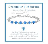 ABPBA Birthstone Bracelets for Womens Adjustable 925 Sterling Silver Beaded Bracelet for Women December Birthstone Gifts for Her Mum Daughter Sister