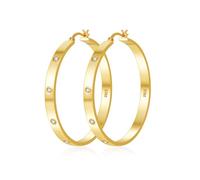 ABPBA Gold Hoops Earrings for Women Lightweight Large Rhinestone Hoop Earrings Hypoallergenic 14K Gold Plated Big Thin Hoops Earring with Cubic Zirconia 50mm