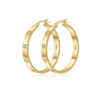 ABPBA Gold Hoops Earrings for Women Lightweight Large Rhinestone Hoop Earrings Hypoallergenic 14K Gold Plated Big Thin Hoops Earring with Cubic Zirconia 40mm