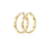 ABPBA Gold Hoops Earrings for Women Lightweight Large Rhinestone Hoop Earrings Hypoallergenic 14K Gold Plated Big Thin Hoops Earring with Cubic Zirconia 30mm