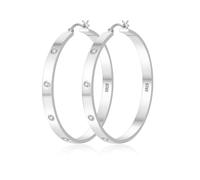 ABPBA Lightweight Sterling Silver Hoop Earrings for Women 5MM Wide Large Rhinestone Hoop Earrings Sparkly 14K Gold Plated Big Hoops Earring for Sensitive Ears 30/40/50/60mm