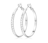 ABPBA Silver Hoop Earrings for Women, 3mm Lightweight thin Silver hoops earring, Hypoallergenic Large 925 sterling silvers hoop earrings Gift for Women (40MM)