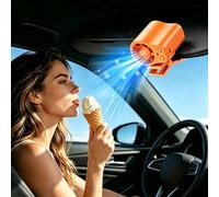 ABPWO Portable Ac for Car, Hands-Free Clip On Fan with 199 Speeds & Semi-Cooling Technology, USB Rechargeable Personal Fan for Cars, Work, Camping(Orange)
