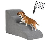 ABQ 4-Step Dog Stairs for High Beds & Sofas - Extra Tall Pet Steps for Small Dogs & Cats, High Density Foam, Non-Slip Ramp with Removable Washable Cover, Includes Pet Hair Remover Roller