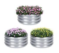 ABQ Round Galvanized Garden Bed 3-Pack 2x2x1ft Round Planter Box Metal Raised Fire Pit Kit Outdoor for Flower Planters Vegetables Herb