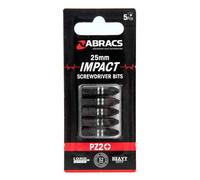Abracs PZ2 Impact Screwdriver Bit (Pack of 5) 25mm in Black Abracs Black