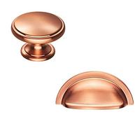 Abrafix Ariel/Henrietta/Oxford Satin Copper Kitchen Cabinet 76mm Cup Handle / 38mm Knob (Knob)