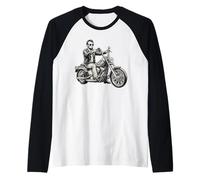 Abraham Abe Lincoln Motorcycle American Biker USA Dad Men Raglan Baseball Tee