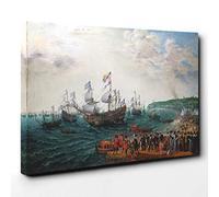 Abraham Adam Willaerts Embarkation Canvas Print | Gallery Wrapped 30mm Frame Wall Art | 30x20 inches | Ready to Hang | Modern Picture | Living Room Bedroom Lounge Office