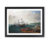 Abraham Adam Willaerts Embarkation Classic Painting Framed Print | A2 Black Framed Wall Art | Ready to Hang | Classic Historical Picture | Living Room Bedroom Lounge Office