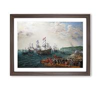 Abraham Adam Willaerts Embarkation Classic Painting Framed Print | A4 Walnut Framed Wall Art | Ready to Hang | Classic Historical Picture | Living Room Bedroom Lounge Office