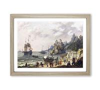 Abraham Adam Willaerts Ships at Harbour Classic Painting Framed Print | A4 Oak Framed Wall Art | Ready to Hang | Classic Historical Picture | Living Room Bedroom Lounge Office