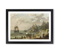 Abraham Adam Willaerts Ships at Harbour Framed Print | A2 Oak Framed Wall Art | Ready to Hang | Modern Nature Picture | Living Room Bedroom Lounge Office
