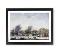 Abraham Adam Willaerts Ships Classic Painting Framed Print | A3 Black Framed Wall Art | Ready to Hang | Classic Historical Picture | Living Room Bedroom Lounge Office