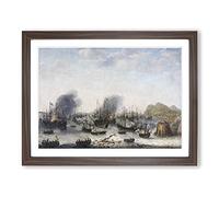 Abraham Adam Willaerts Ships Classic Painting Framed Print | A3 Walnut Framed Wall Art | Ready to Hang | Classic Historical Picture | Living Room Bedroom Lounge Office