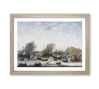 Abraham Adam Willaerts Ships Classic Painting Framed Print | A4 Oak Framed Wall Art | Ready to Hang | Classic Historical Picture | Living Room Bedroom Lounge Office