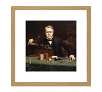 Abraham Archibald Anderson Thomas Alva Edison 8X8 Inch Square Wooden Framed Wall Art Print Picture with Mount Artery8 Light Oak One Size
