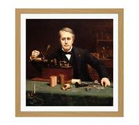 Abraham Archibald Anderson Thomas Alva Edison Square Wooden Framed Wall Art Print Picture 16X16 Inch