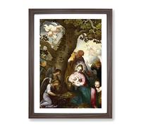 Abraham Bloemaert Flight Into Egypt Classic Painting Framed Print | A2 Walnut Framed Wall Art | Ready to Hang | Classic Historical Picture | Living Room Bedroom Lounge Office