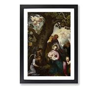 Abraham Bloemaert Flight into Egypt Framed Print | A2 Oak Framed Wall Art | Ready to Hang | Modern Nature Picture | Living Room Bedroom Lounge Office