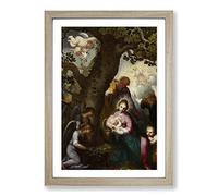 Abraham Bloemaert Flight into Egypt Framed Print | A2 Oak Framed Wall Art | Ready to Hang | Modern Nature Picture | Living Room Bedroom Lounge Office