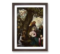 Abraham Bloemaert Flight into Egypt Framed Print | A2 Walnut Framed Wall Art | Ready to Hang | Modern Nature Picture | Living Room Bedroom Lounge Office