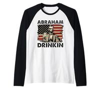Abraham Drinkin 4th Of July Funny Abe Lincoln Raglan Baseball Tee