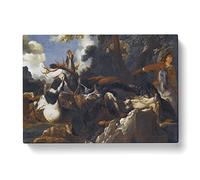 Abraham Hondius A Stag Hunt Classic Painting Canvas Wall Art Print Ready to Hang, Framed Picture for Living Room Bedroom Home Office Décor, 60x40 cm (24x16 Inch)