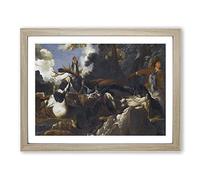 Abraham Hondius A Stag Hunt Classic Painting Framed Wall Art Print, Ready to Hang Picture for Living Room Bedroom Home Office Décor, Oak A2 (64 x 46 cm)