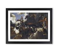 Abraham Hondius A Stag Hunt Classic Painting Framed Wall Art Print, Ready to Hang Picture for Living Room Bedroom Home Office Décor, Black A3 (46 x 34 cm)