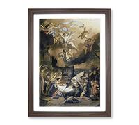 Abraham Hondius The Adoration Of The Shepherds Classic Painting Framed Print | A2 Walnut Framed Wall Art | Ready to Hang | Classic Historical Picture | Living Room Bedroom Lounge Office