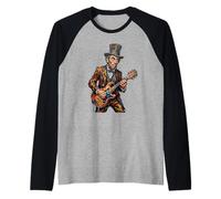 Abraham Lincoln Abe Lincoln Playing Guitar Water Color Raglan Baseball Tee