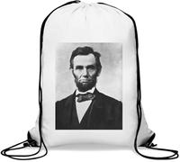 Abraham Lincoln American Picture Black and White Picture Gym Sack Casual Drawstring Bag White