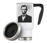 Abraham Lincoln American Picture Black and White Picture Vacuum Insulated Thermal Travel Coffee Mug 480ml White