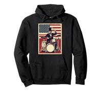 Abraham Lincoln Drummer US Flag Patriotic Rock Pullover Hoodie