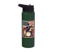 Abraham Lincoln Drummer US Flag Patriotic Rock Stainless Steel Insulated Water Bottle
