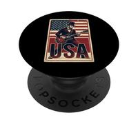 Abraham Lincoln Guitarist USA Flag Vintage Rocker PopSockets Adhesive PopGrip