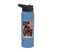 Abraham Lincoln Guitarist USA Flag Vintage Rocker Stainless Steel Insulated Water Bottle