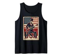 Abraham Lincoln Guitarist USA Flag Vintage Rocker Tank Top