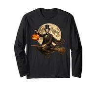 Abraham Lincoln Jack O Lantern Pumpkin Full Moon Broomstick Long Sleeve T-Shirt