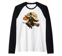 Abraham Lincoln Jack O Lantern Pumpkin Full Moon Broomstick Raglan Baseball Tee