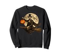 Abraham Lincoln Jack O Lantern Pumpkin Full Moon Broomstick Sweatshirt