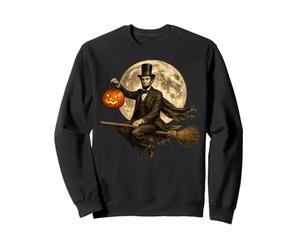Abraham Lincoln Jack O Lantern Pumpkin Full Moon Broomstick Sweatshirt
