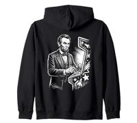 Abraham Lincoln Playing Arcade Game Funny History Zip Hoodie