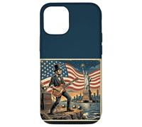 Abraham Lincoln Playing Electric Guitar 4th of July Retro Case for iPhone 12/12 Pro