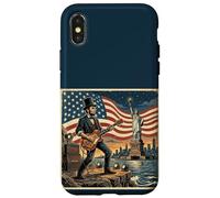 Abraham Lincoln Playing Electric Guitar 4th of July Retro Case for iPhone X/XS
